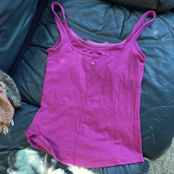 Prana Camisole Hemp cotton stretch ruffle shelf bra pink purple magenta medium M - Picture 2 of 11